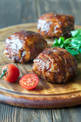 Meatballs wrapped in bacon