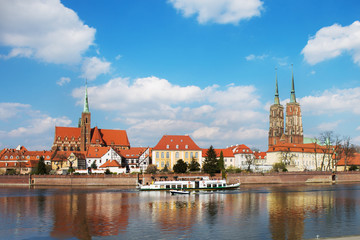 Obraz premium Wroclaw.Poland.View from Odra river.