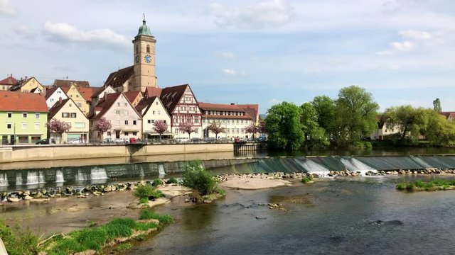 Nürtingen, Stadtkirche und Neckarufer 