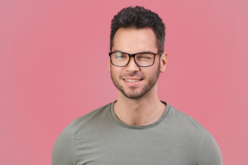 Obraz premium Portrait of a cheerful young playful in a good mood Man. 