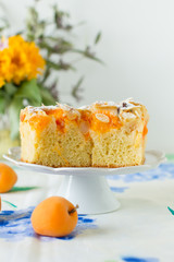 Apricot rustic cake on a table