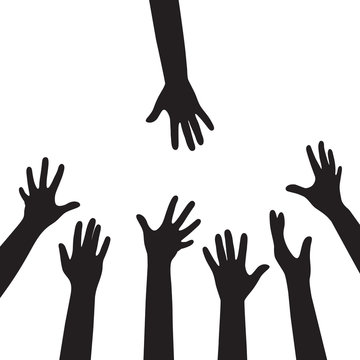 silhouette of a helping hand on a white background
