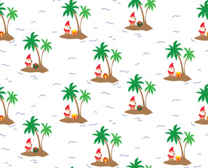 Island Santa Claus - seamless repeating pattern. Perfect for greeting cards, wrapping paper, and stationery.