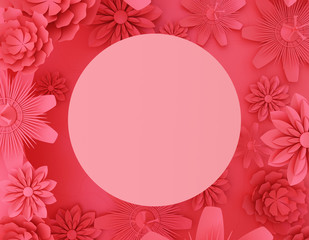 Round red floral wallpaper