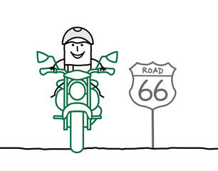 Cartoon Biker on the road