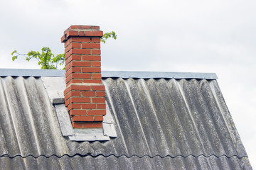 brick chimney on the roof