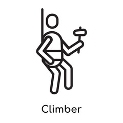 Climber icon vector sign and symbol isolated on white background, Climber logo concept, outline symbol, linear sign