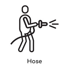 Hose icon vector sign and symbol isolated on white background, Hose logo concept, outline symbol, linear sign