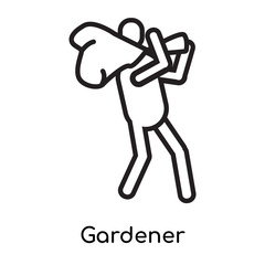 Gardener icon vector sign and symbol isolated on white background, Gardener logo concept, outline symbol, linear sign