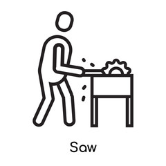 Saw icon vector sign and symbol isolated on white background, Saw logo concept, outline symbol, linear sign
