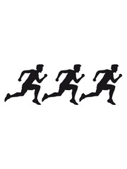 Fototapeta na wymiar 3 freunde team crew sport rennen sprinten schnell ausdauer training joggen laufen mann walken wettrennen fitness cool