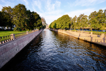 Fototapeta premium Channel and park of Saint Petersburg, Russia.