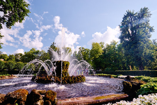 Fountain in Peterhof's garden. Saint Petersburg, Russia.