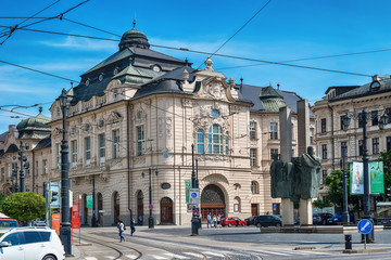 Bratislava, Slovakia - May 24, 2018: National gallery in the square of Ludovit Stur in the old town...