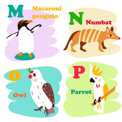 Cartoon Vector Illustration of Colorful English Alphabet with Funny Animals