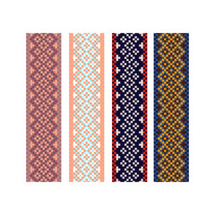 Beadwork border pattern design stripes. Fancy strap belt border swatch vector.