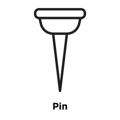 Pin icon vector sign and symbol isolated on white background, Pin logo concept, outline symbol, linear sign