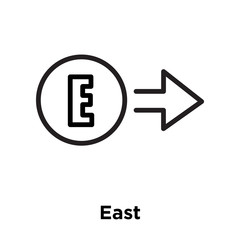 East icon vector sign and symbol isolated on white background, East logo concept, outline symbol, linear sign