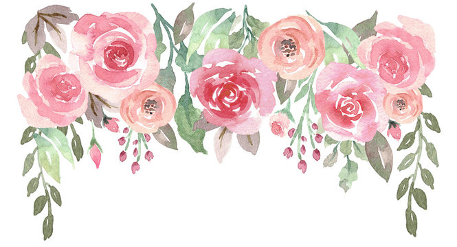 Loose Watercolor Floral Drop with Roses