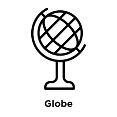 Globe icon vector sign and symbol isolated on white background, Globe logo concept, outline symbol, linear sign