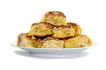 Cheese pie isolated on white background