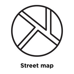 Street map icon vector sign and symbol isolated on white background, Street map logo concept, outline symbol, linear sign