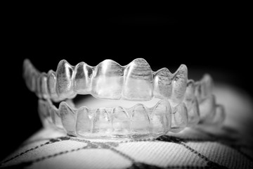 Fototapeta na wymiar Transparent dental correction orthodontics