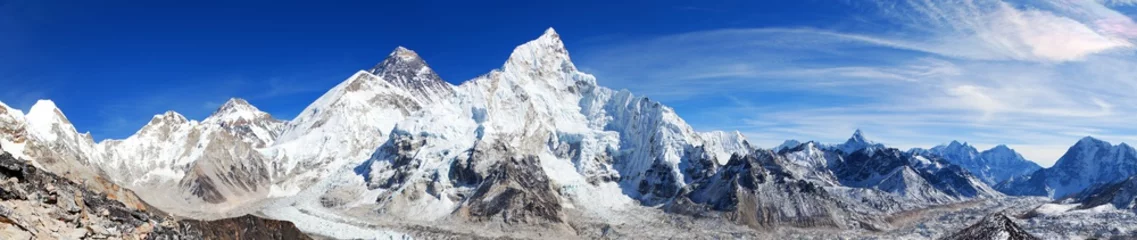 Crédence de cuisine en verre imprimé Everest Mount Everest and Khumbu Glacier panorama