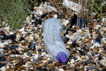 Litter left on the beach on the Isle of Grain