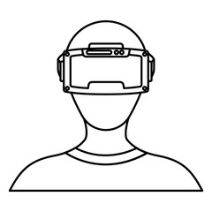 user with reality virtual mask technology vector illustration design