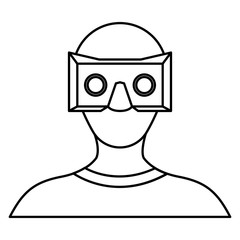 user with reality virtual mask technology vector illustration design