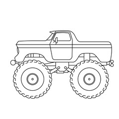 Flat style line art Monster Truck illustration © Black Spring