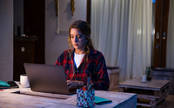 Young woman studying at home