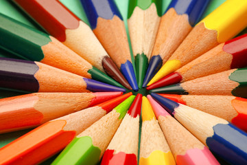Naklejka premium Collection of different pencils, closeup. Color palette