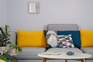 Elegant living room interior with comfortable sofa