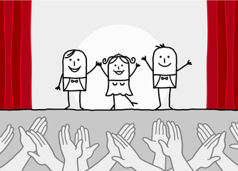 Cartoon theater show and clapping hands