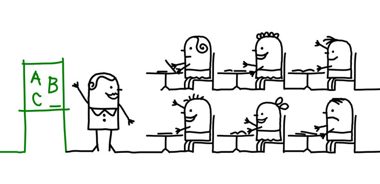 Cartoon children in Classroom