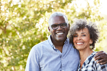 African American Senior Couple together outdoors in nature