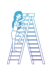woman climbing stepladder with swimsuit character vector illustration design