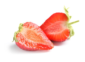 Fresh ripe red strawberry on white background