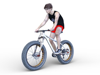 ファットバイクに乗る男性