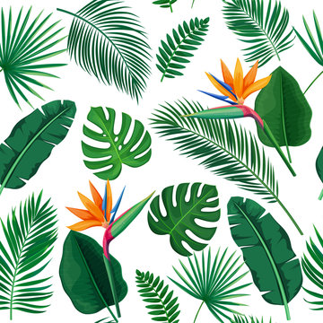 tropical leaves seamless pattern