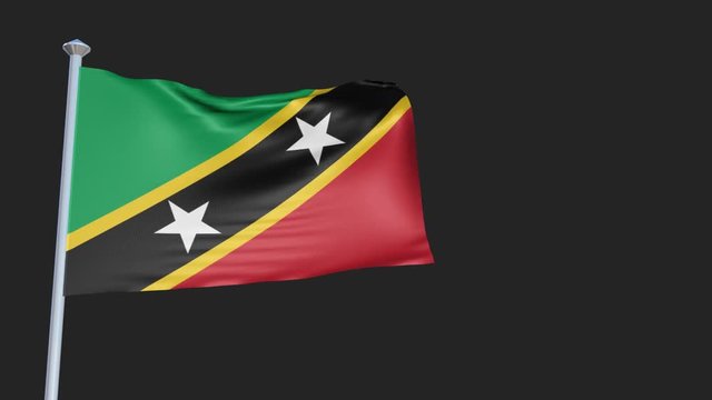 Loopable 3D flag animation of St. Kitts and Nevis with Alpha Channel and Transparency for your Project.