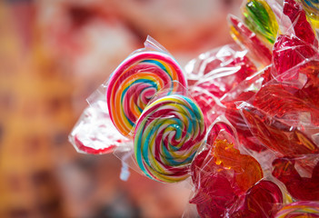 Sweet multicolored lollipops
