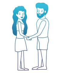 young couple with swimsuit avatars characters character vector illustration