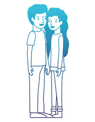 young couple avatars characters vector illustration design