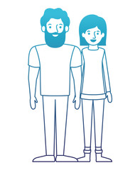young couple avatars characters vector illustration design