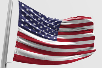 Isolated United State of America Flag waving 3d Realistic fabric