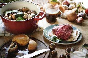 Preparing dinner food photography recipe idea