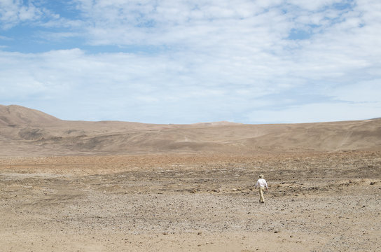 Man walking in a desert